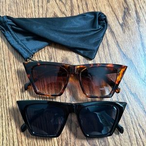 Two pair sunglasses cat eye